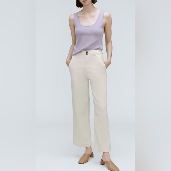 Everlane The Organic Wide-Leg Pant NWT 14 Color Bone - Picture 3 of 15